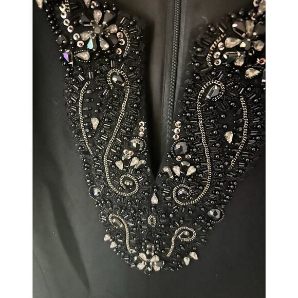 Lafayette 148 New York Dress Virgin Wool Black Beaded Rhinestone Size 14 - Picture 3 of 8